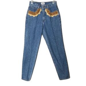 Vintage Sap Man denim jeans with leather details around pockets area size 10